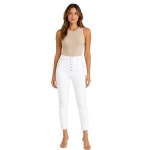 PAIGE Emmie Ankle Jeans Size 30 White High Rise Button Fly Skinny